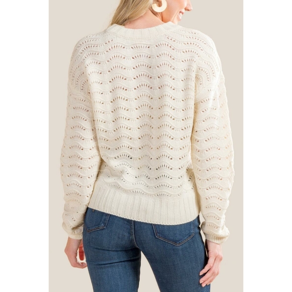 Francesca's Cream Paxton Pointelle Sweater - Picture 2 of 6